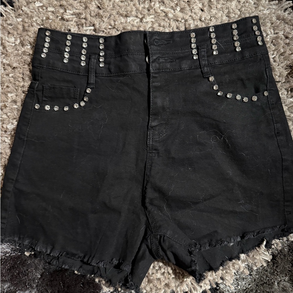 Black Studded Women's Shorts